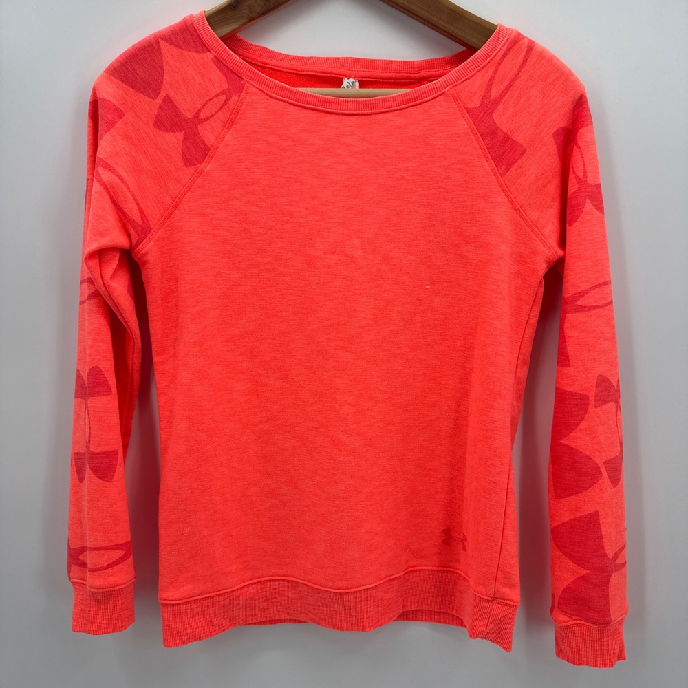 Under Armour Womens Allseasongear Fitted Sweatshirt Neon Coral Heather Medium